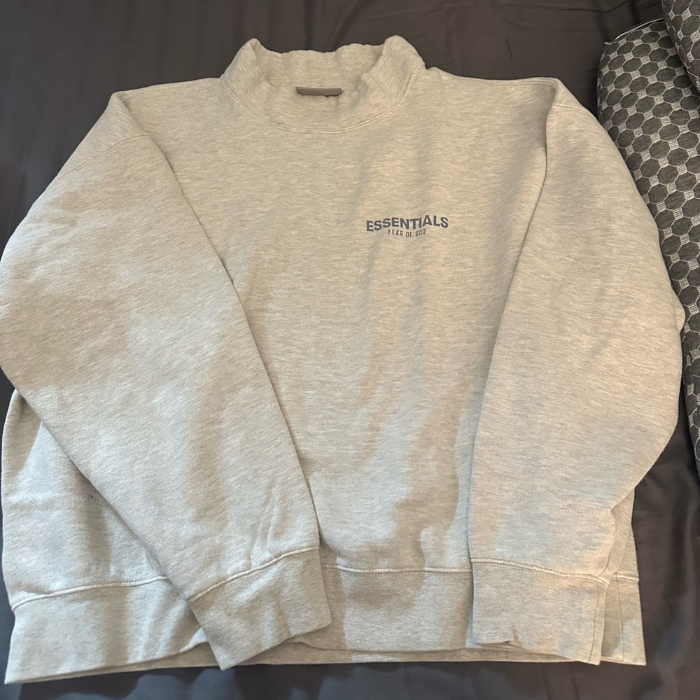 Fear of God Essentials Light Gray Mockneck Sweater